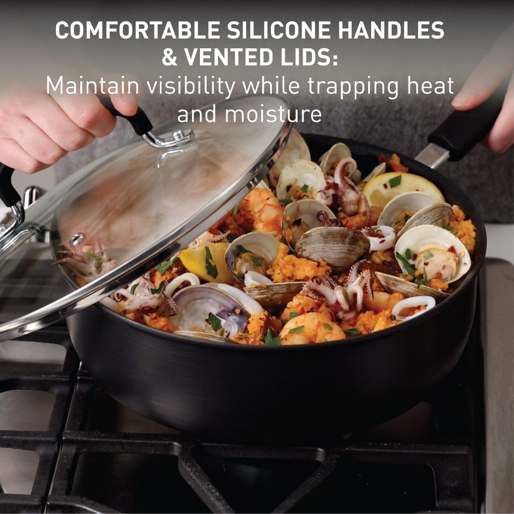 T-fal – Juego de Utensilios de Cocina de 14 Piezas | Antiadherente con Revestimiento de Titanio | Aluminio Anodizado Duro | Color Negro - Imagen 5