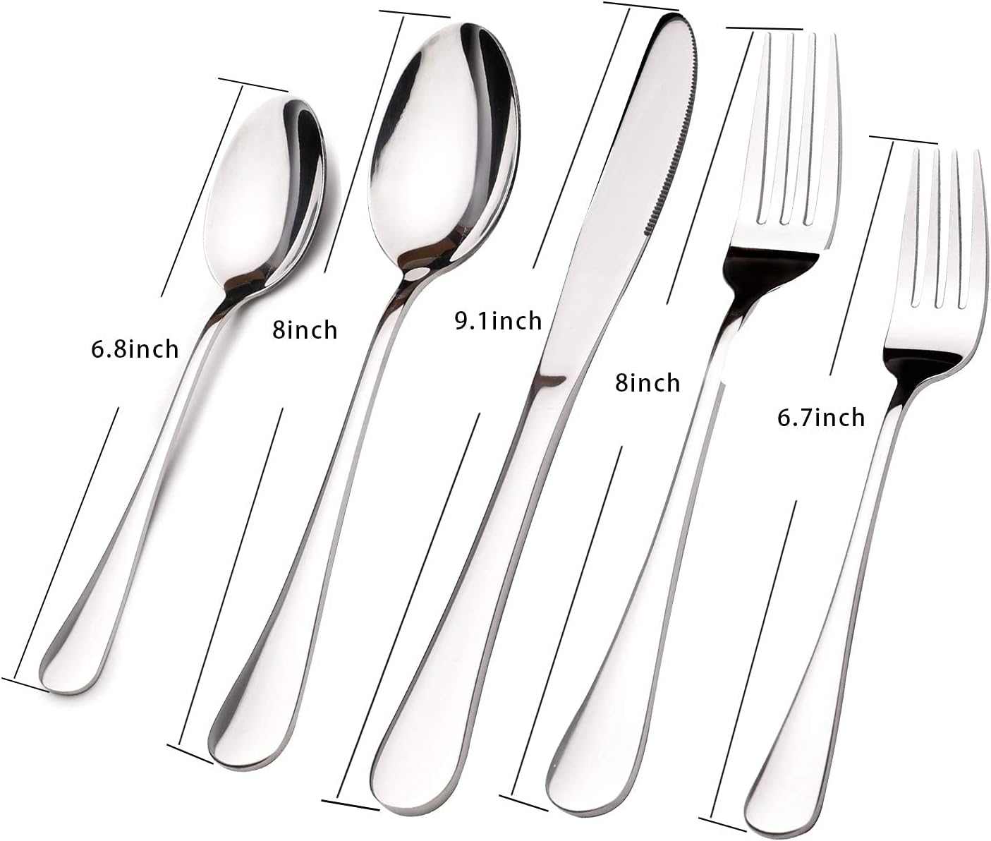 Set de cubiertos de acero inoxidable para 8 personas (40 piezas) con cuchillos de carne, ideal para regalo y apto para lavavajillas. - Imagen 2