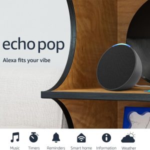 Amazon Echo Pop – Bocina Inteligente con Alexa, Sonido Potente, Ideal para Cualquier Espacio, Color Carbón