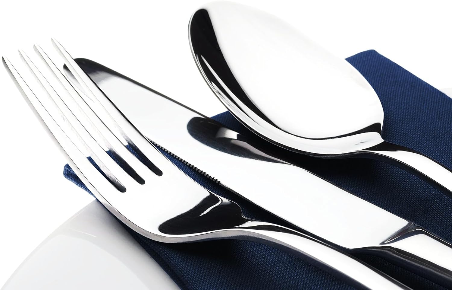 Set de cubiertos de acero inoxidable para 8 personas (40 piezas) con cuchillos de carne, ideal para regalo y apto para lavavajillas. - Imagen 3