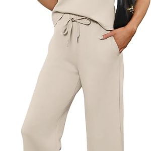 SAMPEEL Conjunto de Dos Piezas para Mujer – Ropa Deportiva Casual, Conjunto de Verano para Viaje, Pantalones y Blusa de Manga Corta