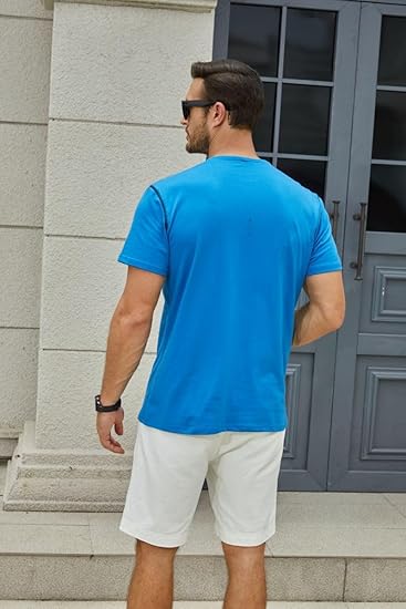 Henley - Camiseta clásica de manga corta para hombre, ligera, con botones, de algodón, camiseta informal a la moda - Imagen 3