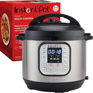 Olla a presión eléctrica 7 en 1 Instant Pot, 6 cuartos y 1000W. Cocina fácil y rápida con funciones programables y acabado en acero inoxidable.