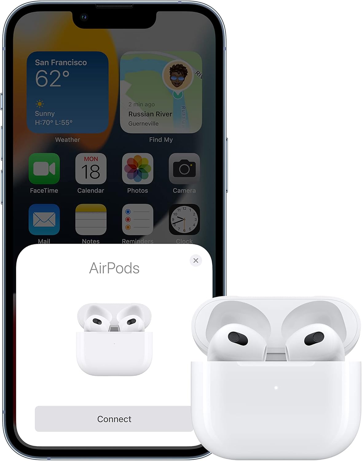 Apple AirPods (3ª Generación) – Auriculares Inalámbricos Bluetooth con Audio Espacial, Control Táctil y Estuche Lightning | Resistentes al Agua y Hasta 30 Horas de Batería - Imagen 8