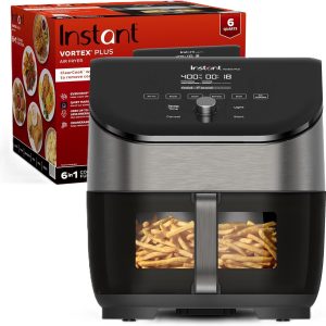 Freidora de aire Instant VORTER Plus 6 en 1 con OdorErase, 6 Qt, ClearCook, tecnología EvenCrisp