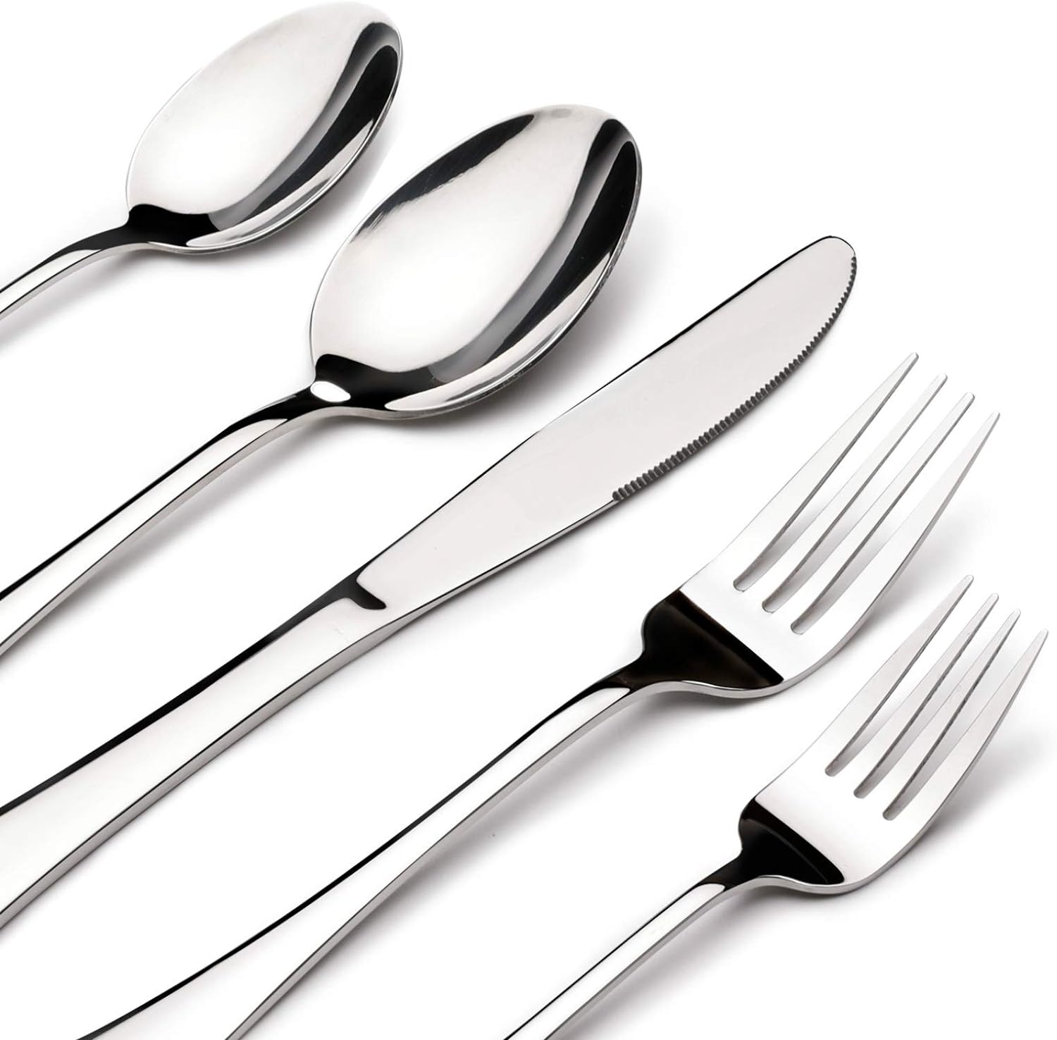 Set de cubiertos de acero inoxidable para 8 personas (40 piezas) con cuchillos de carne, ideal para regalo y apto para lavavajillas.