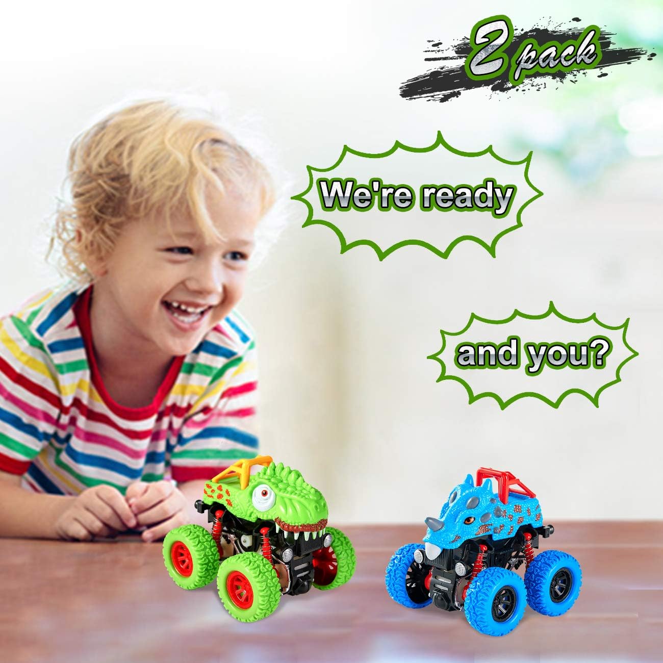 LODBY – Camiones monstruo de dinosaurio para niños de 2 a 6 años, regalo ideal para cumpleaños o Navidad. - Imagen 5