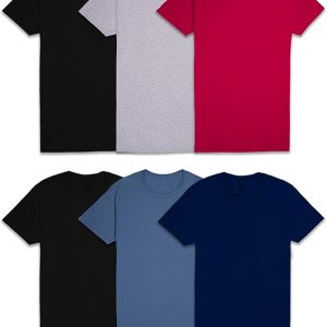 Fruit of the Loom - Paquete de camisetas interiores para hombre, manga corta, sin etiquetas, absorben humedad, cuello redondo