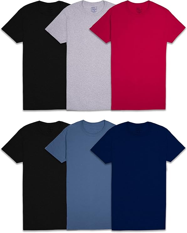 Fruit of the Loom - Paquete de camisetas interiores para hombre, manga corta, sin etiquetas, absorben humedad, cuello redondo