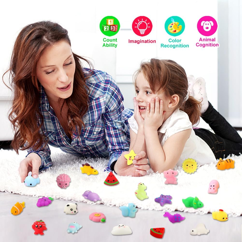 Squishies Mochi – 24 Juguetes Blandos Antiestrés para Niños con Caja Organizadora - Imagen 6