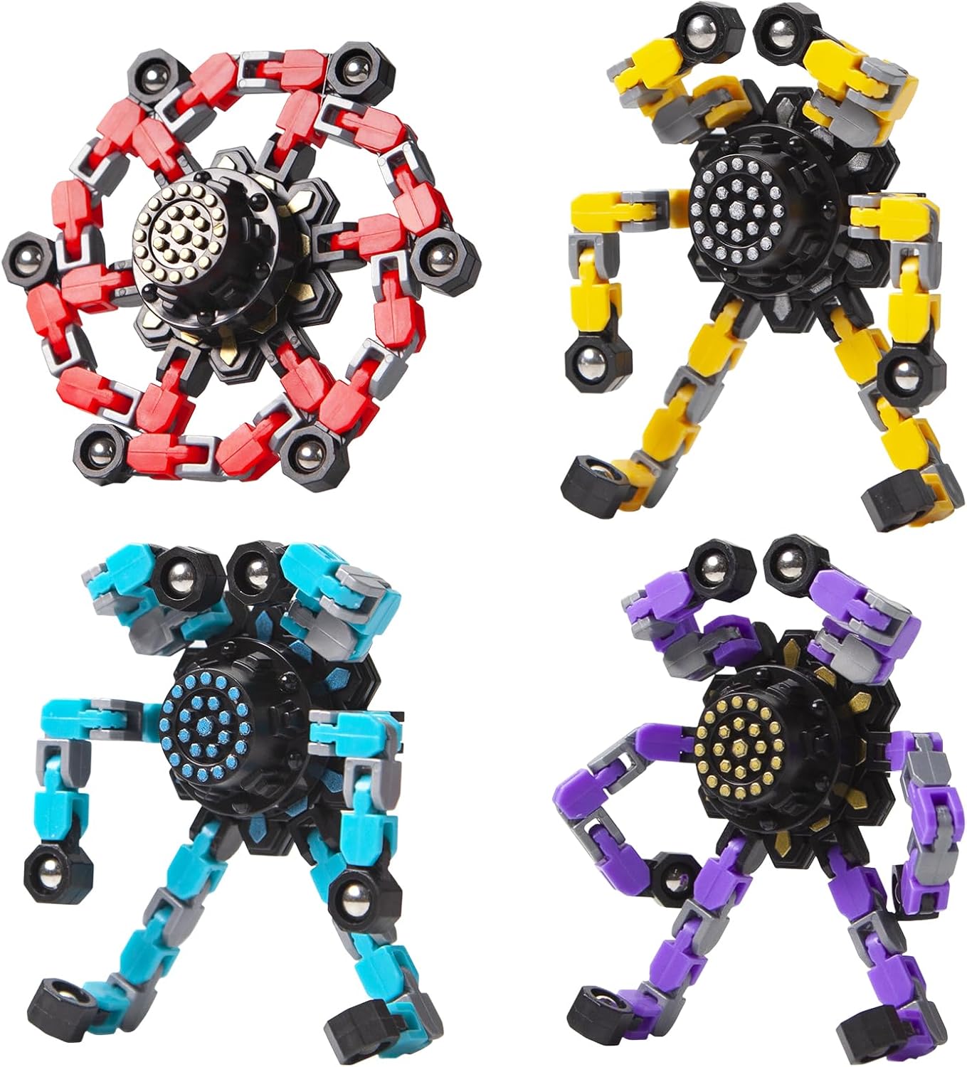 Juguetes sensoriales transformables tipo giroscopio que giran, se moldean y alivian el estrés. Ideales para niños y adultos, perfectos para regalar o llevar a todas partes.