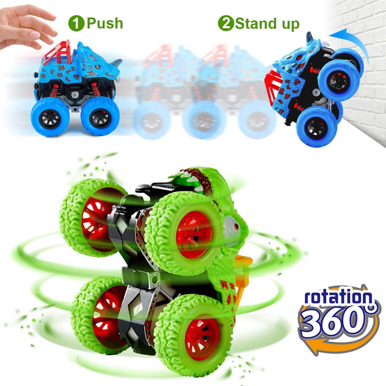 LODBY – Camiones monstruo de dinosaurio para niños de 2 a 6 años, regalo ideal para cumpleaños o Navidad. - Imagen 3