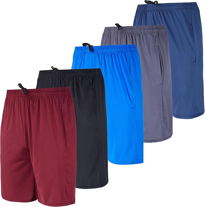 Shorts deportivos para hombre – Pack de 5, secado rápido, con bolsillos, ideales para gym y correr