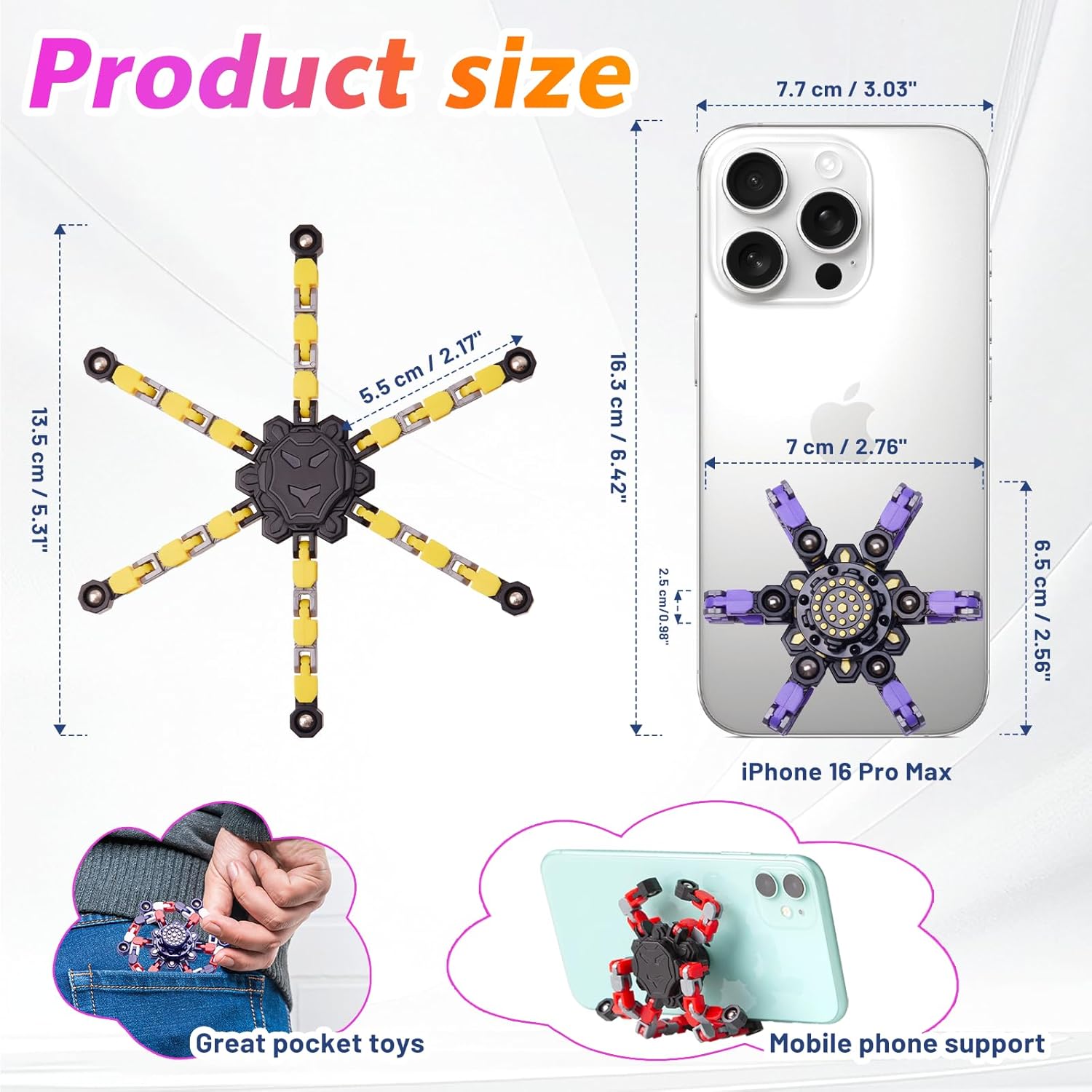 Juguetes sensoriales transformables tipo giroscopio que giran, se moldean y alivian el estrés. Ideales para niños y adultos, perfectos para regalar o llevar a todas partes. - Imagen 4