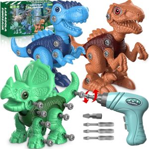 Laradola- set de dinosaurios desmontables con taladro eléctrico para niños de 3 a 8 años. Fomenta la creatividad, el aprendizaje STEM y la coordinación mientras juegan.