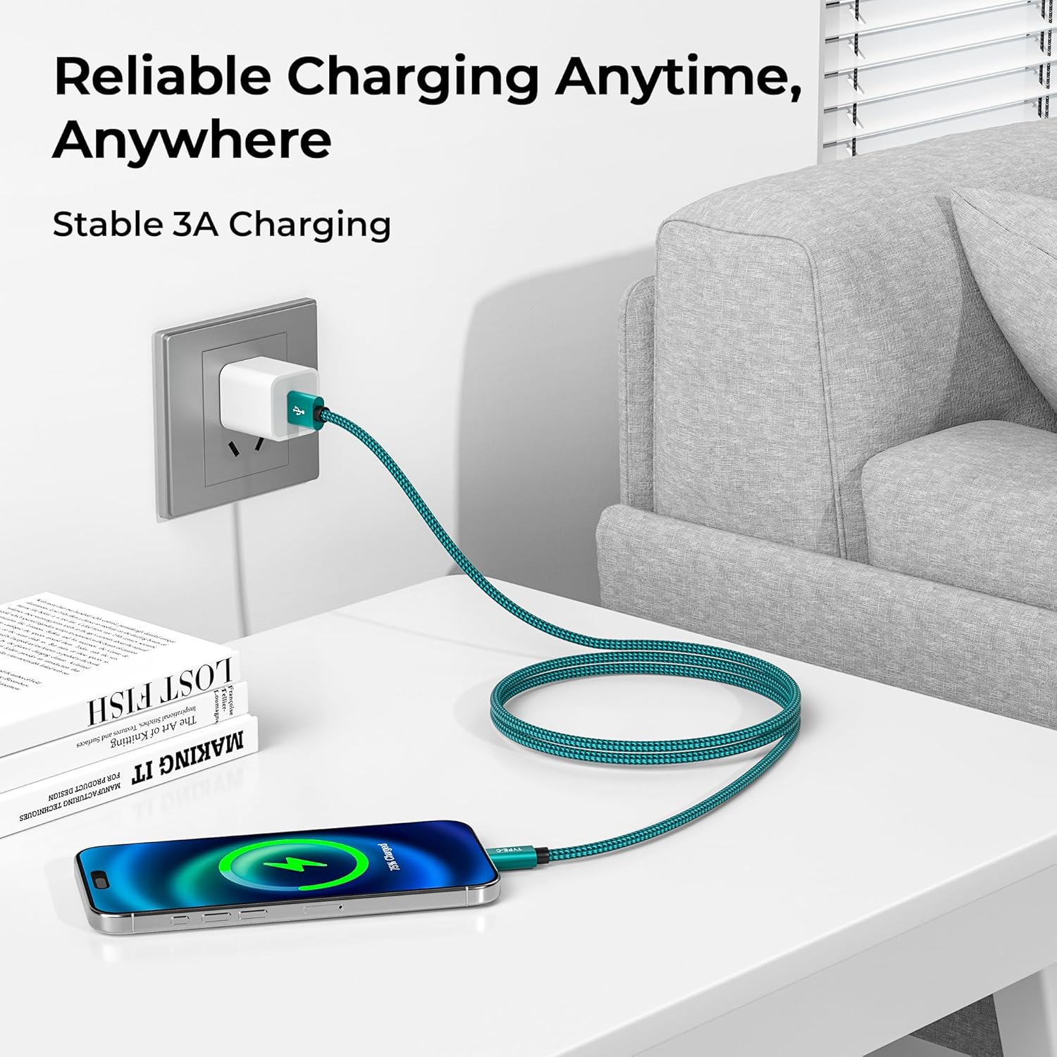 Basesailor – Cable CarPlay USB A a C para iPhone 15/16 y más, pack 3 longitudes, carga rápida y resistente. - Imagen 4