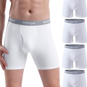 Wirarpa - Bóxers de algodón elástico para hombre con bragueta abierta y sin etiquetas (Pack de 4)