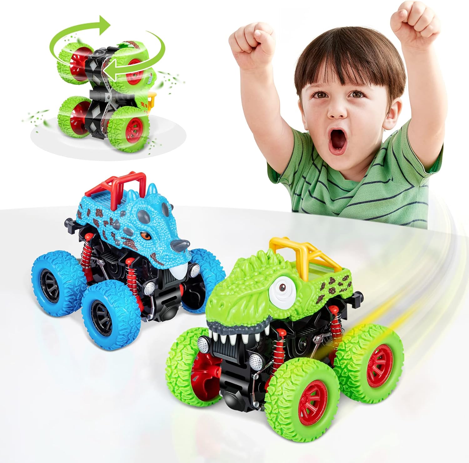 LODBY – Camiones monstruo de dinosaurio para niños de 2 a 6 años, regalo ideal para cumpleaños o Navidad.