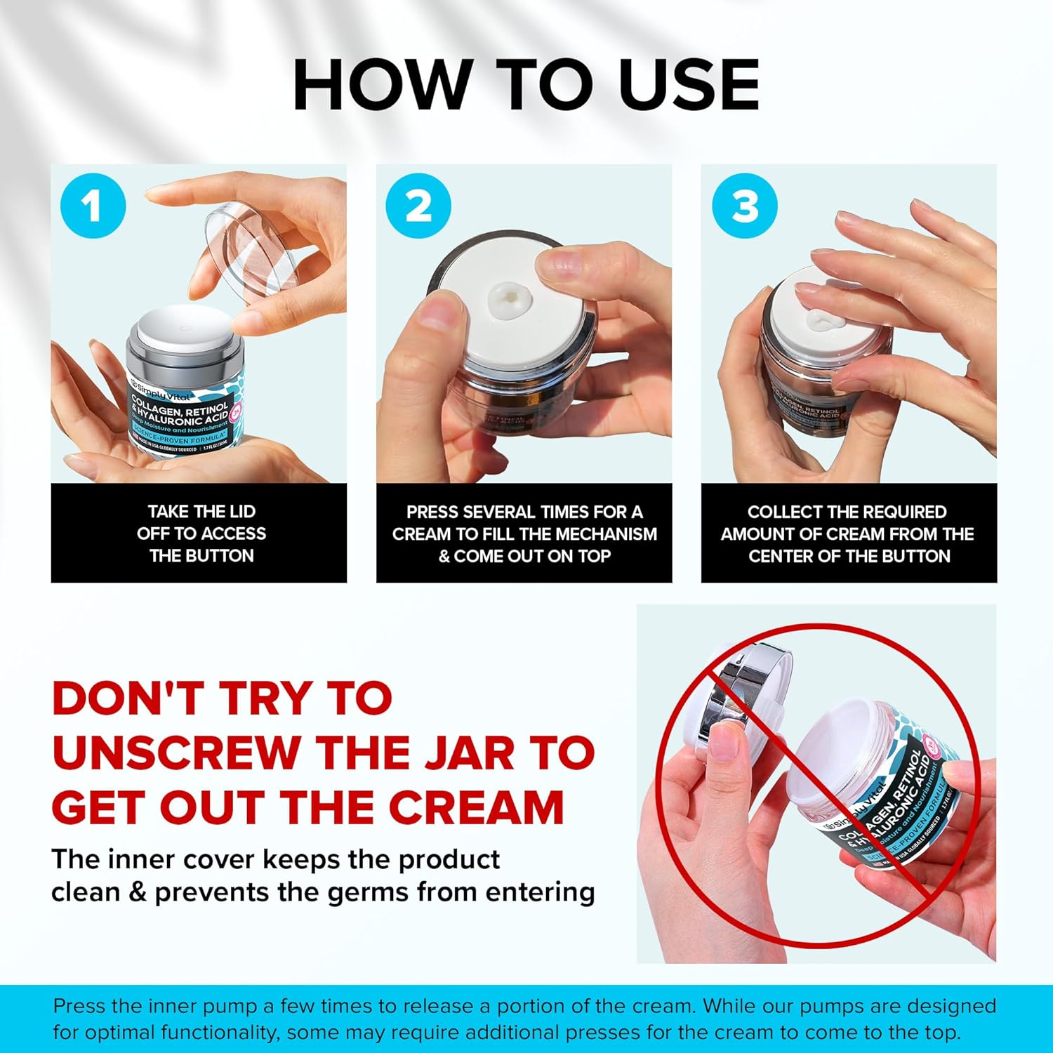 SimplyVital Crema Antienvejecimiento con Colágeno, Retinol y Ácido Hialurónico para rostro, cuello y escote – 1.7 oz. - Imagen 9