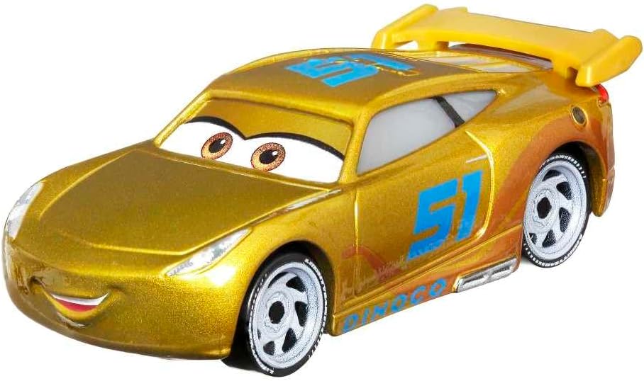 Disney Cars On The Road – Cruz Ramírez Dinoco Racing Center de Metal a Escala 1:55 – Auto de Juguete Coleccionable para Niños y Fans de Pixar - Imagen 2
