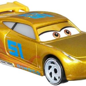 Disney Cars On The Road – Cruz Ramírez Dinoco Racing Center de Metal a Escala 1:55 – Auto de Juguete Coleccionable para Niños y Fans de Pixar