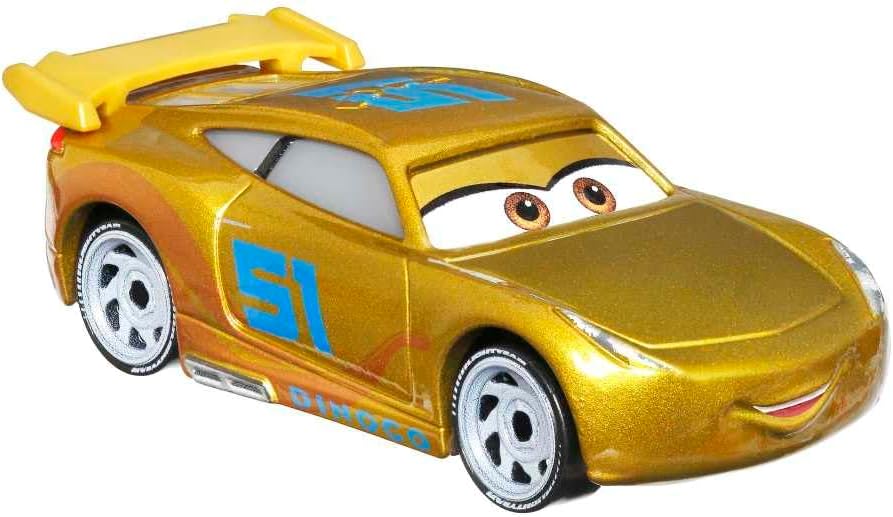 Disney Cars On The Road – Cruz Ramírez Dinoco Racing Center de Metal a Escala 1:55 – Auto de Juguete Coleccionable para Niños y Fans de Pixar