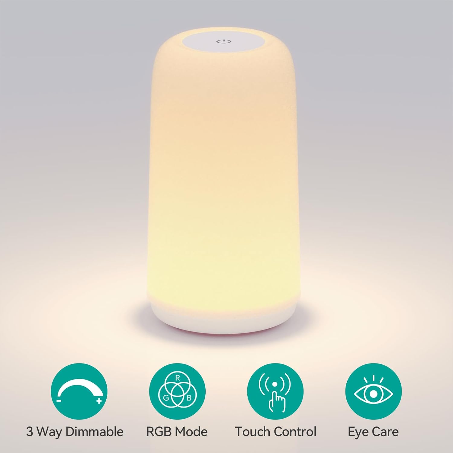 ROOTRO - Lámpara Táctil de Mesita de Noche LED, Diseño Elegante y RGB Multicolor, Regulable en 3 Niveles, Luces Blancas Cálidas y Modo Inteligente para Dormitorio - Imagen 3