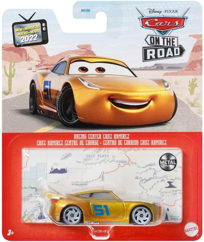Disney Cars On The Road – Cruz Ramírez Dinoco Racing Center de Metal a Escala 1:55 – Auto de Juguete Coleccionable para Niños y Fans de Pixar - Imagen 4