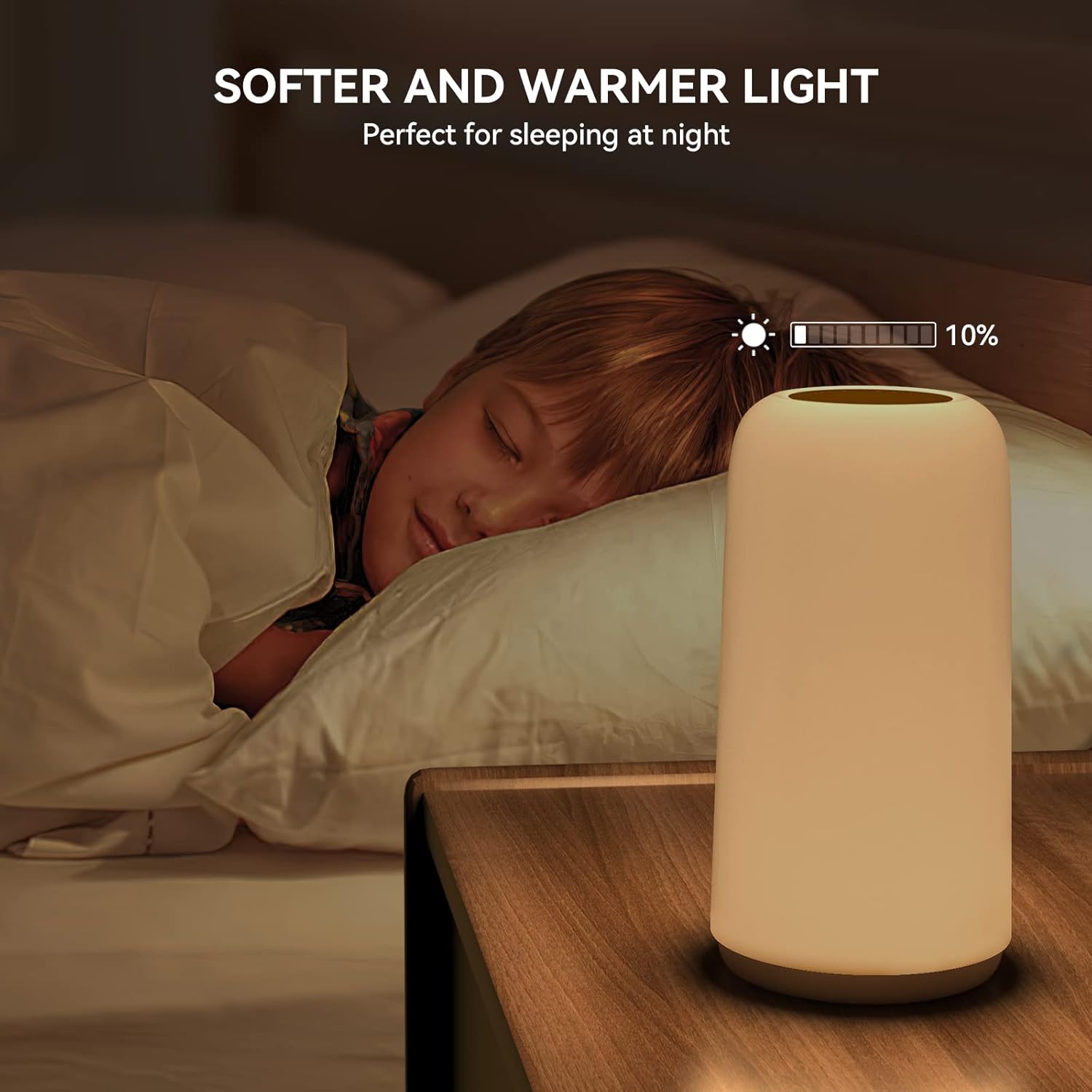 ROOTRO - Lámpara Táctil de Mesita de Noche LED, Diseño Elegante y RGB Multicolor, Regulable en 3 Niveles, Luces Blancas Cálidas y Modo Inteligente para Dormitorio - Imagen 5