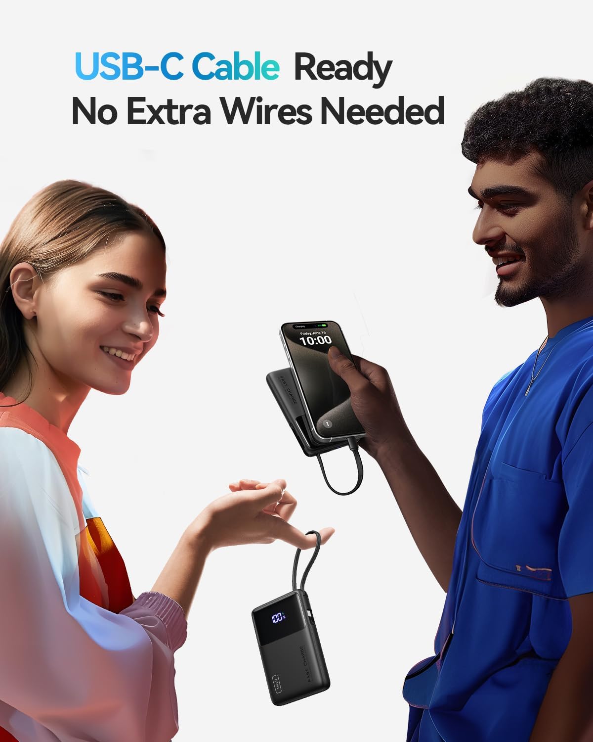INIU Power Bank 10000mAh 45W – Cargador Portátil Ultra Delgado con Cable USB-C Integrado, Entrada/Salida Rápida USB-C, Batería Externa para Teléfonos, Viajes y Emergencias - Imagen 8