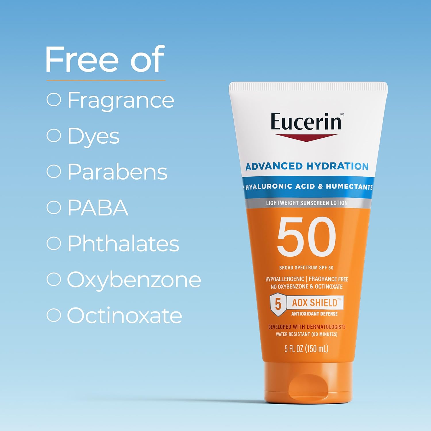 Eucerin - Sun Advanced Hydration SPF 50 – Protector Solar Ligero con Ácido Hialurónico, Hipoalergénico y Sin Fragancia. - Imagen 7