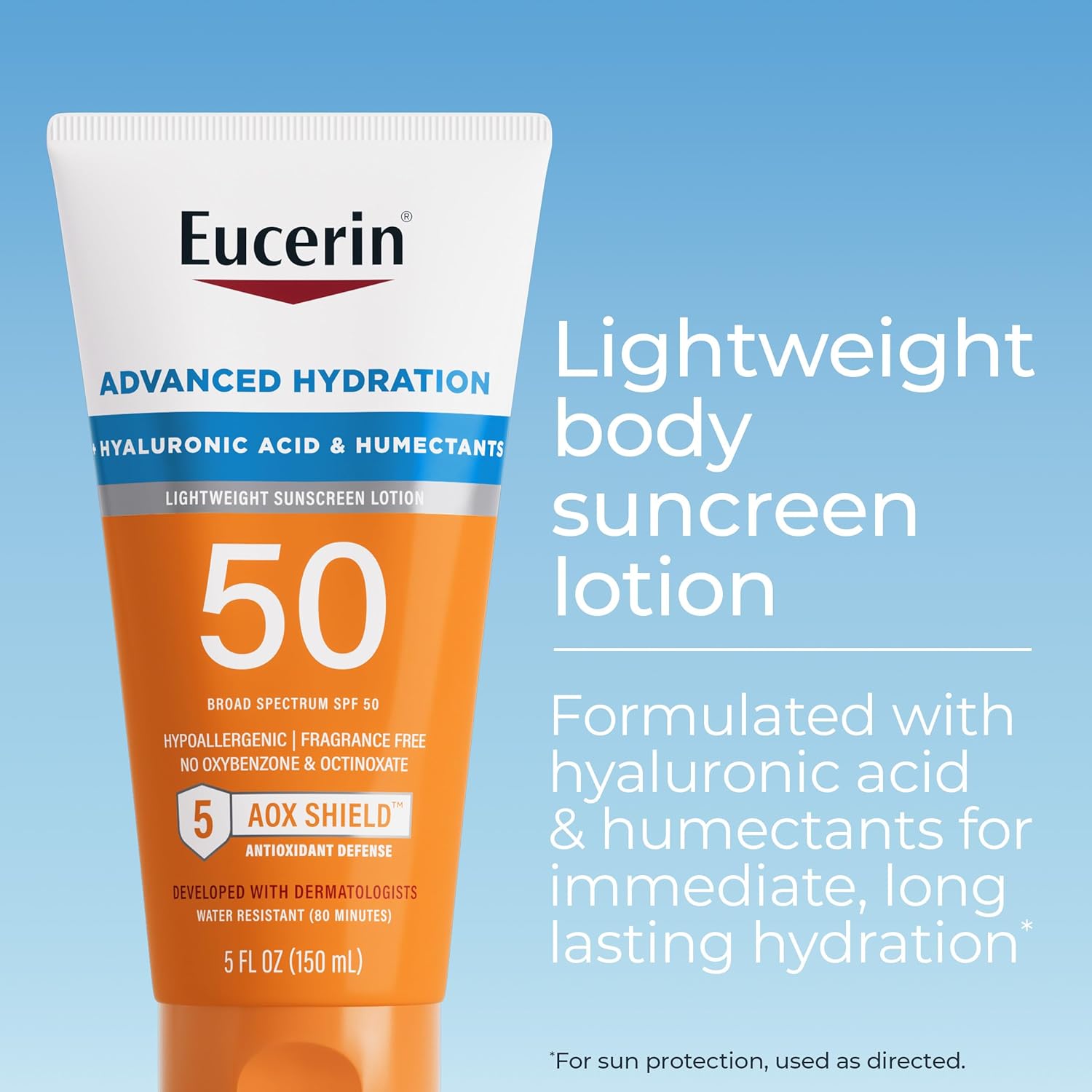 Eucerin - Sun Advanced Hydration SPF 50 – Protector Solar Ligero con Ácido Hialurónico, Hipoalergénico y Sin Fragancia. - Imagen 3