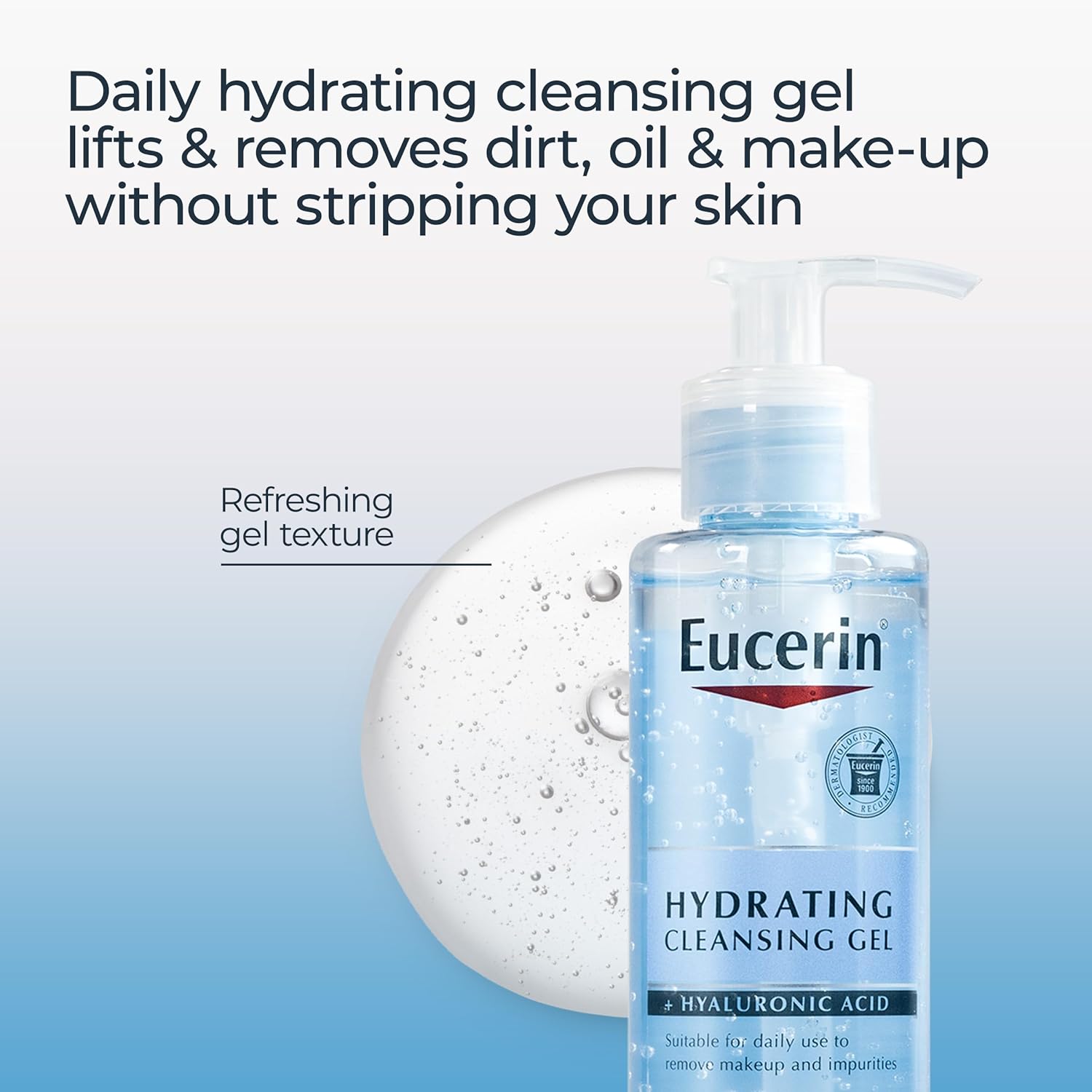 Eucerin Gel Limpiador Hidratante Facial con Ácido Hialurónico, Limpieza Diaria Suave, 6.8 Oz - Imagen 6
