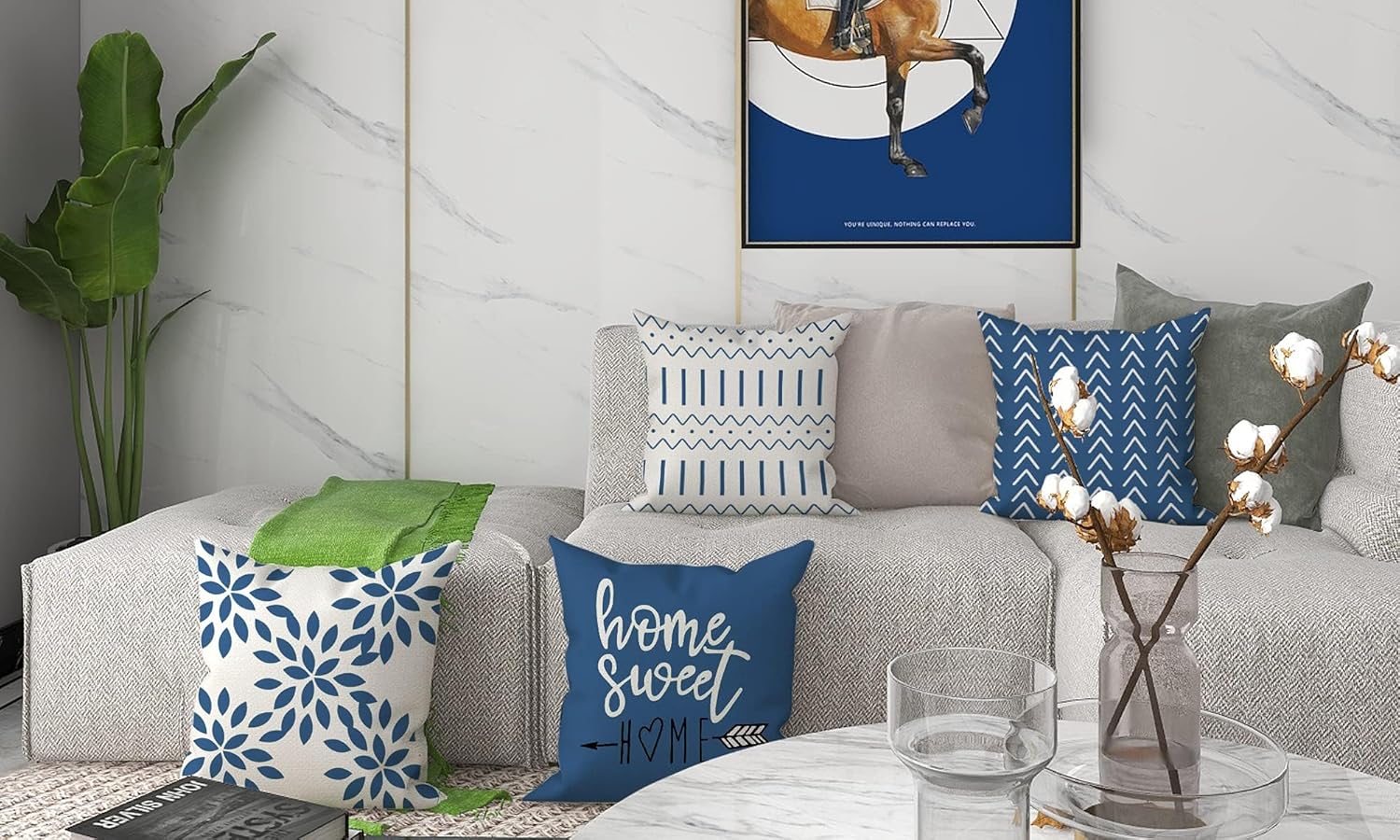 YCOLL – Set de 4 Fundas de Almohada 45x45 cm | Diseño Moderno en Lino Decorativo para Sofá, Cama o Coche. - Imagen 4