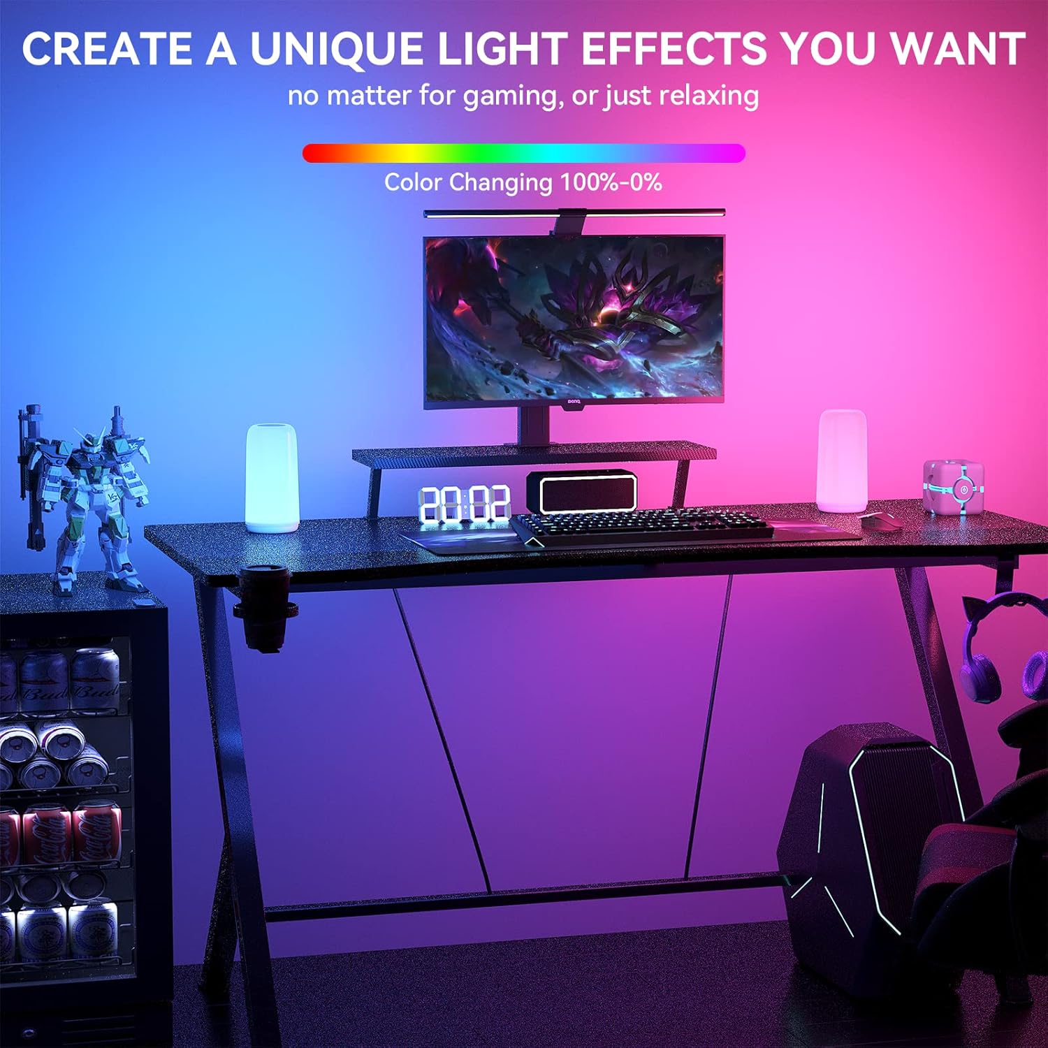 ROOTRO - Lámpara Táctil de Mesita de Noche LED, Diseño Elegante y RGB Multicolor, Regulable en 3 Niveles, Luces Blancas Cálidas y Modo Inteligente para Dormitorio - Imagen 10