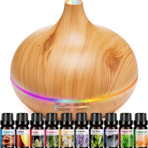 HLS – Juego de 10 Difusores de Aroma Ultrasónicos con Aceites Esenciales – Humidificador de Niebla Fría para Hogar y Oficina (18.6 oz)