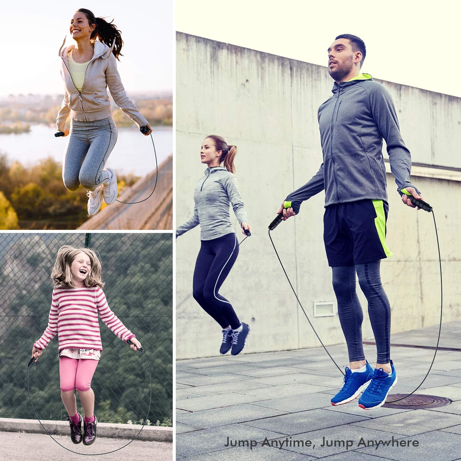 Cuerda para Saltar de Velocidad con Rodamientos de Bolas – Cuerda de Acero Ajustable sin Enredos con Mangos de Espuma Ergonómica para Fitness, Ejercicio y Entrenamiento – Para Mujeres, Hombres y Niños - Imagen 5