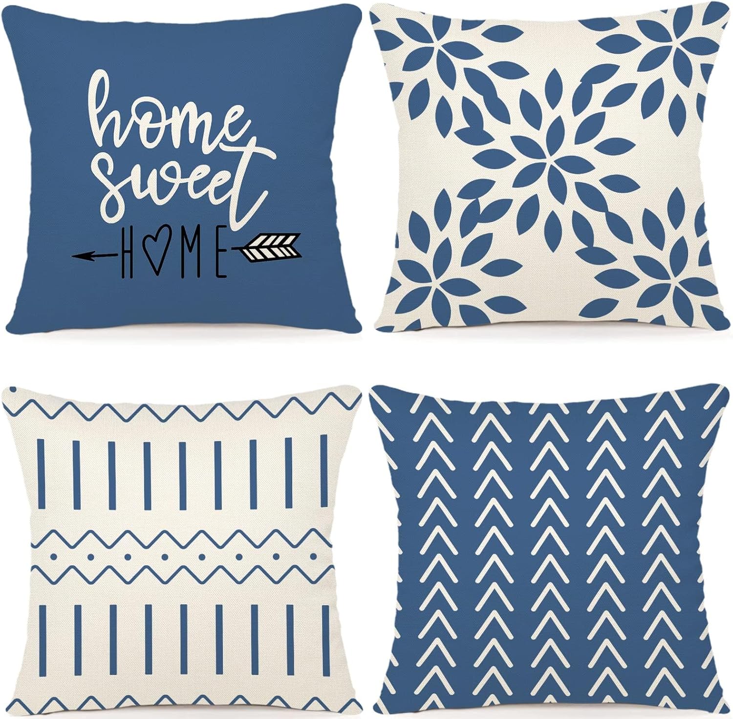 YCOLL – Set de 4 Fundas de Almohada 45x45 cm | Diseño Moderno en Lino Decorativo para Sofá, Cama o Coche.