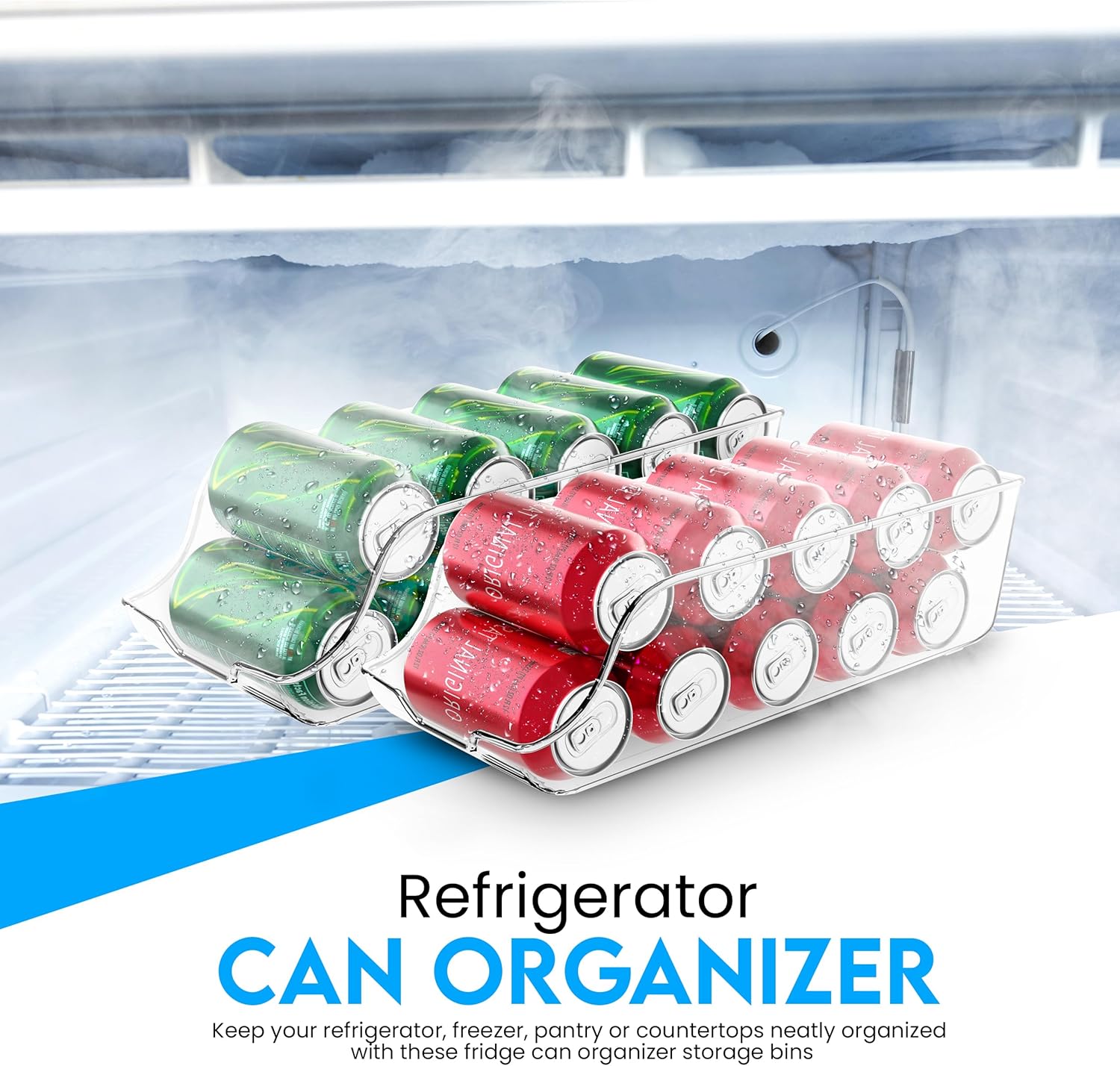 Utopia Kitchen – Organizador de Latas Transparente - Juego de 4 Dispensadores para Nevera o Encimera - Almacenamiento de Bebidas y Refrescos. - Imagen 4