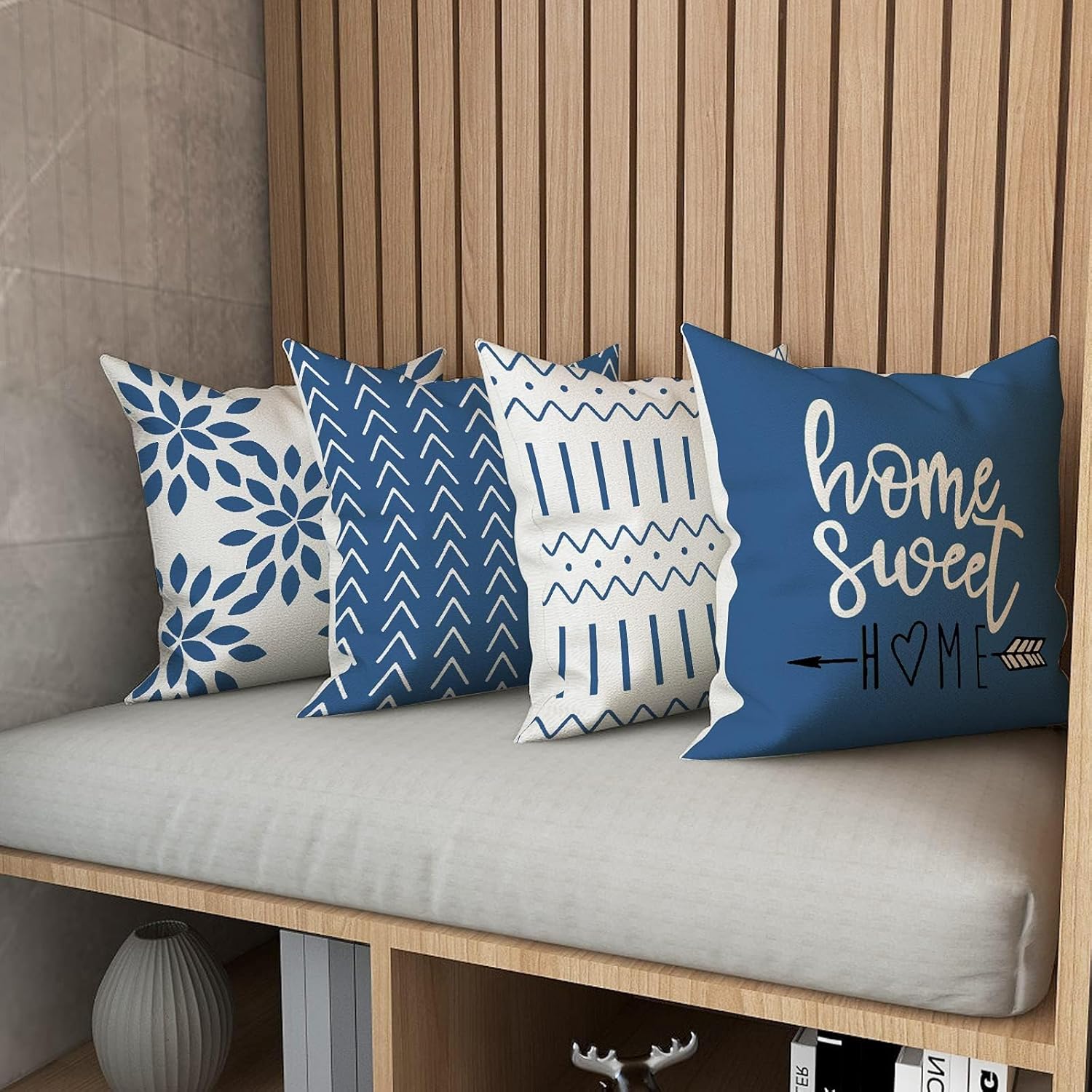 YCOLL – Set de 4 Fundas de Almohada 45x45 cm | Diseño Moderno en Lino Decorativo para Sofá, Cama o Coche. - Imagen 6