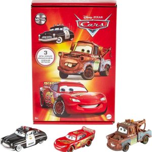 Mattel Cars Disney y Pixar - Pack de 3 Vehículos de Metal | Rayo McQueen, Mate y Sheriff | Juguetes de Radiator Springs Coleccionables