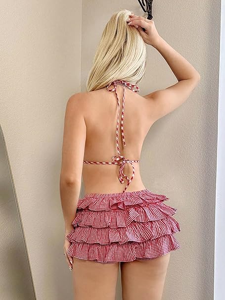 MAKEMECHIC- Mini Shorts a Cuadros para Mujer – Cintura Elástica con Volantes y Lazo Frontal - Verano Fresco y Femenino. - Imagen 8