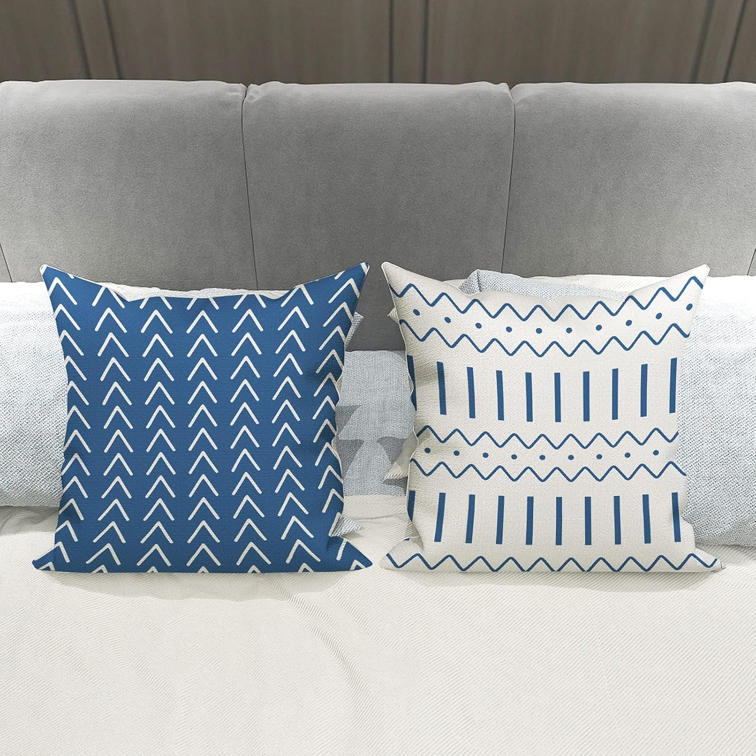 YCOLL – Set de 4 Fundas de Almohada 45x45 cm | Diseño Moderno en Lino Decorativo para Sofá, Cama o Coche. - Imagen 7