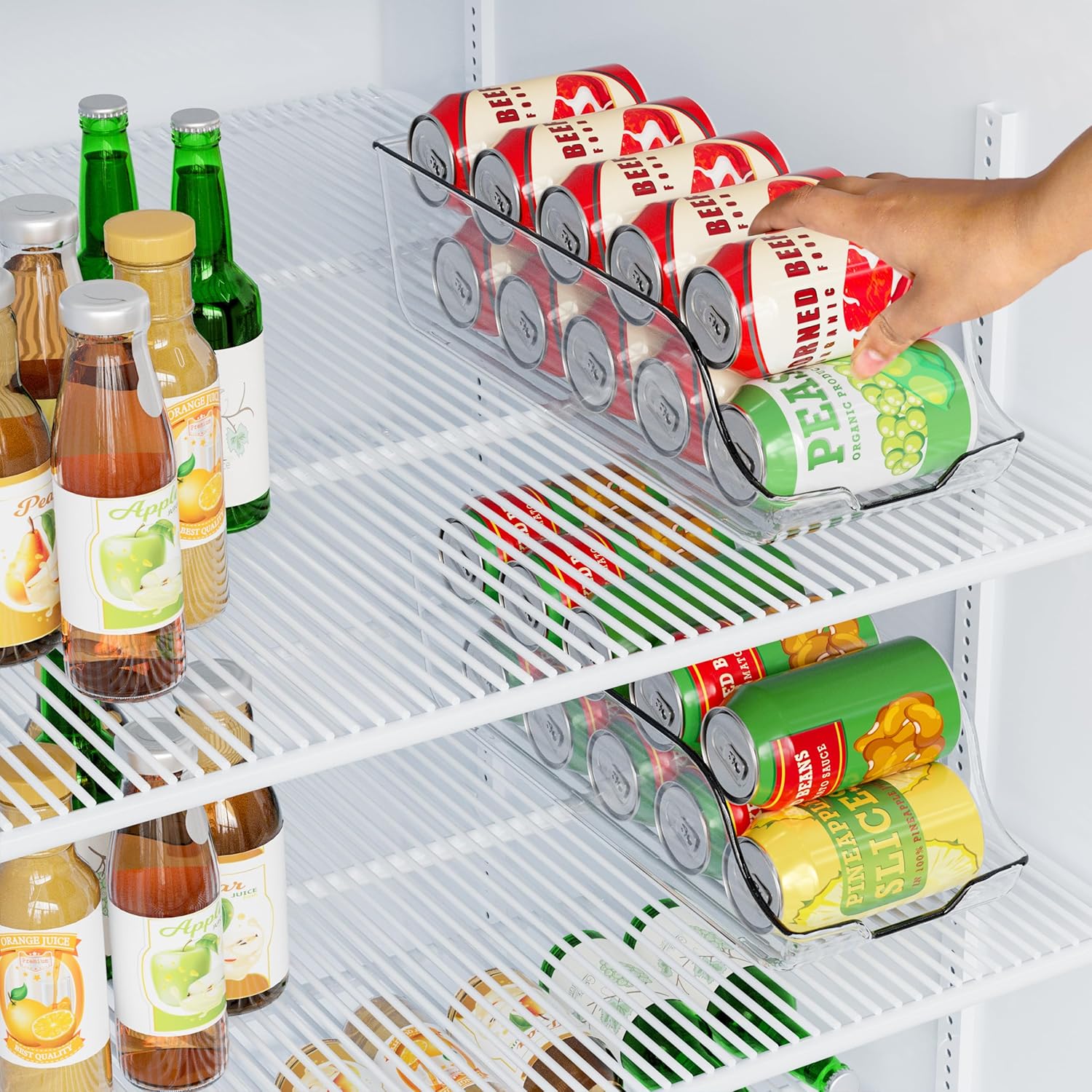 Utopia Kitchen – Organizador de Latas Transparente - Juego de 4 Dispensadores para Nevera o Encimera - Almacenamiento de Bebidas y Refrescos. - Imagen 6