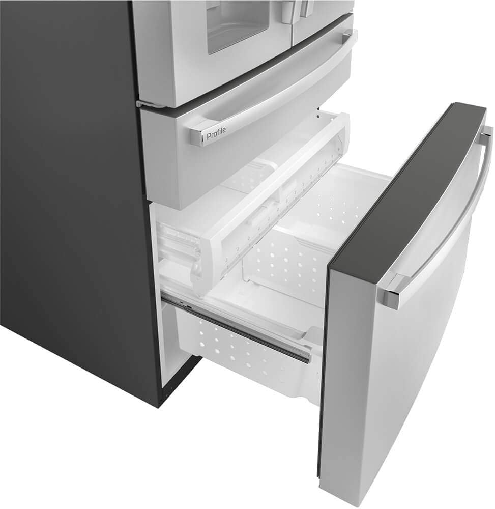 GE - Perfil PVD28BYNFS Refrigerador inteligente de puerta francesa de acero inoxidable de 27.6 pies cúbicos - Imagen 4