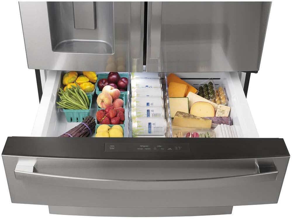 GE - Perfil PVD28BYNFS Refrigerador inteligente de puerta francesa de acero inoxidable de 27.6 pies cúbicos - Imagen 2