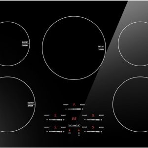 AMZCHEF Placa de Inducción 30" – 5 Quemadores BOOST, 10600W, Control Táctil, 9 Niveles, Bloqueo Infantil y Temporizador Integrado