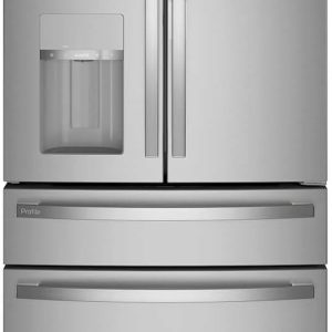 GE - Perfil PVD28BYNFS Refrigerador inteligente de puerta francesa de acero inoxidable de 27.6 pies cúbicos