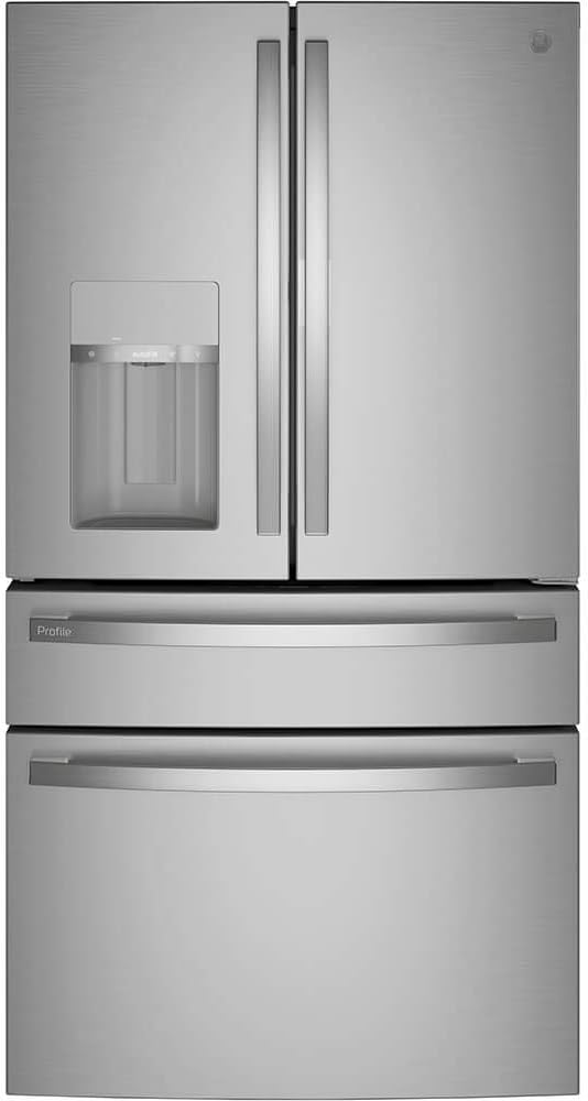 GE - Perfil PVD28BYNFS Refrigerador inteligente de puerta francesa de acero inoxidable de 27.6 pies cúbicos