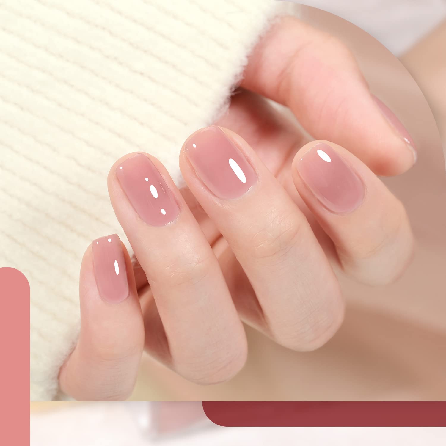 GAOY - Esmalte de Uñas en Gel – Set de 6 Colores Rose Garden (Transparente, Nude, Rojo, Rosa, Marrón) | Ideal para Salón y Manicura en Casa - Imagen 3